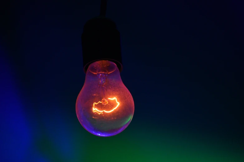 a light bulb with a glowing smiley face painted on it