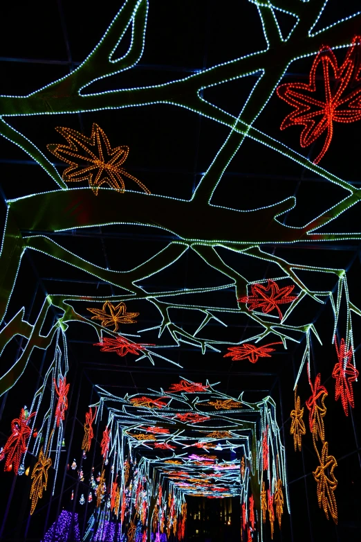 a picture of a tunnel at christmas time