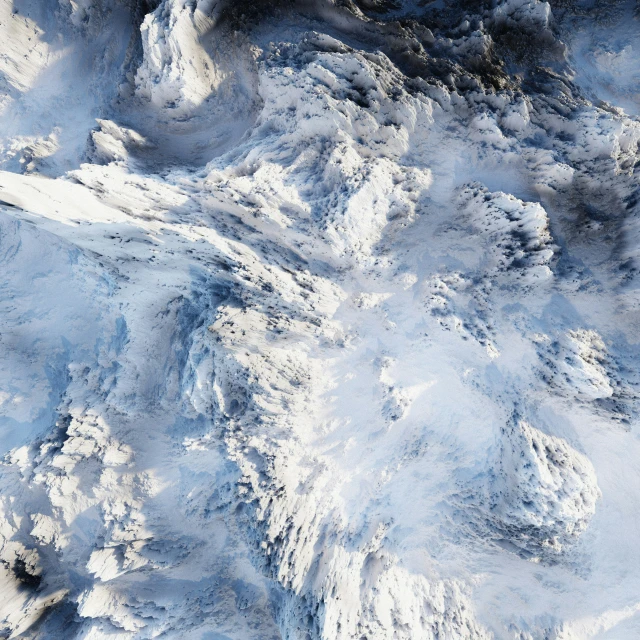 an airplane wing flying over snow covered ground