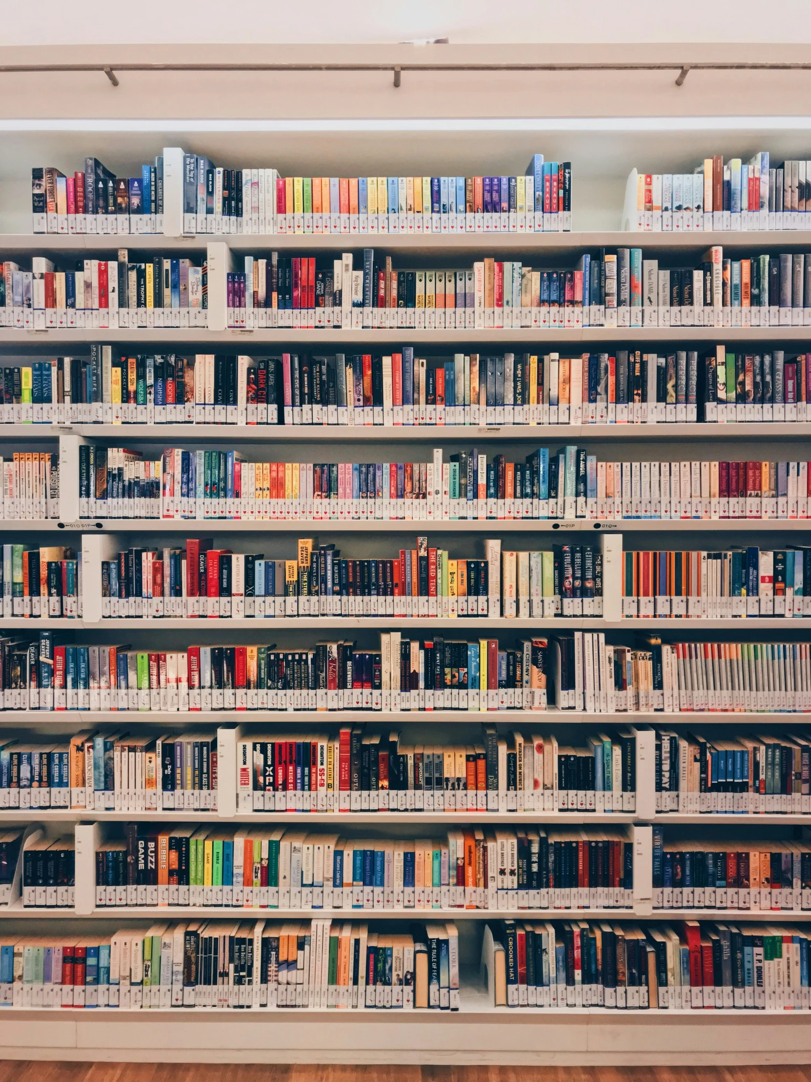 shelves full of many books and papers are on the wall