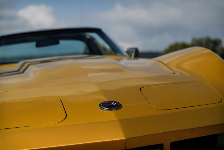 a close up of the side of a car with the hood or grill showing