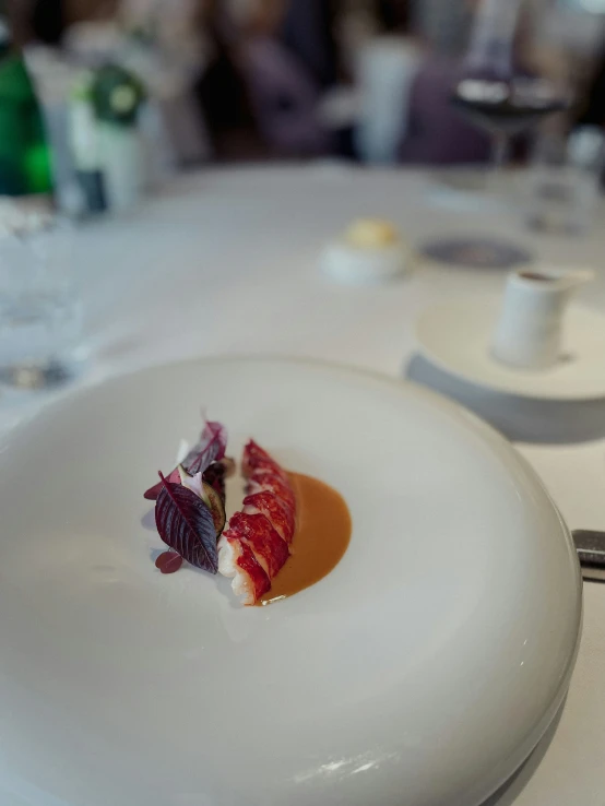 a plate with food is served in a restaurant