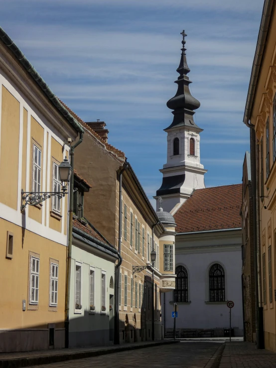 this is an old church building in the distance