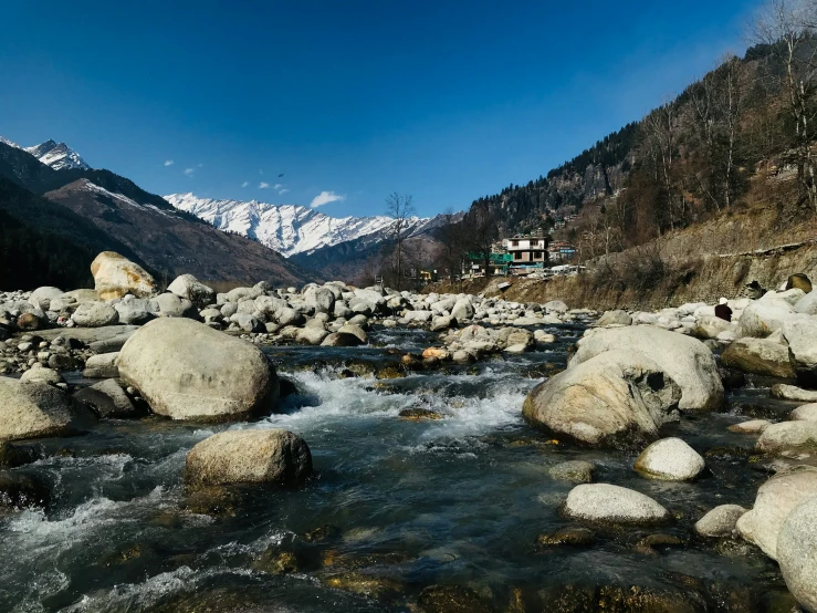 river with mountains behind the water