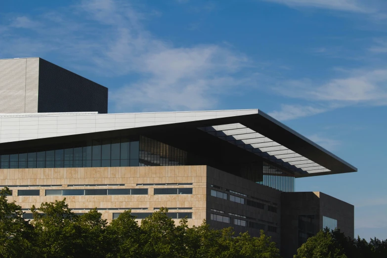 a building that is built near some trees