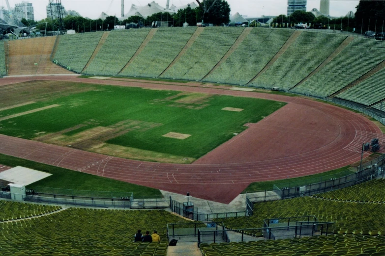 a large sports field in the middle of a stadium