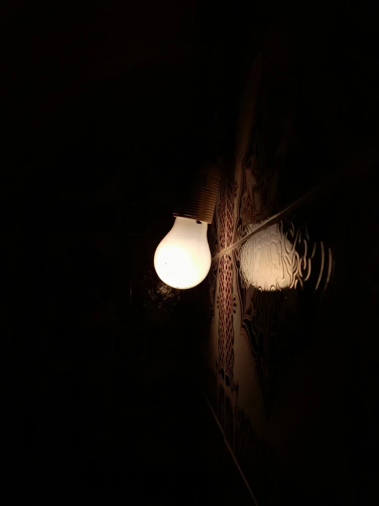 a lamp at night with a pattern design