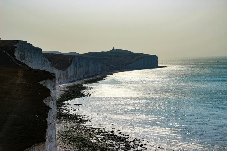 the cliffs are very high by the sea