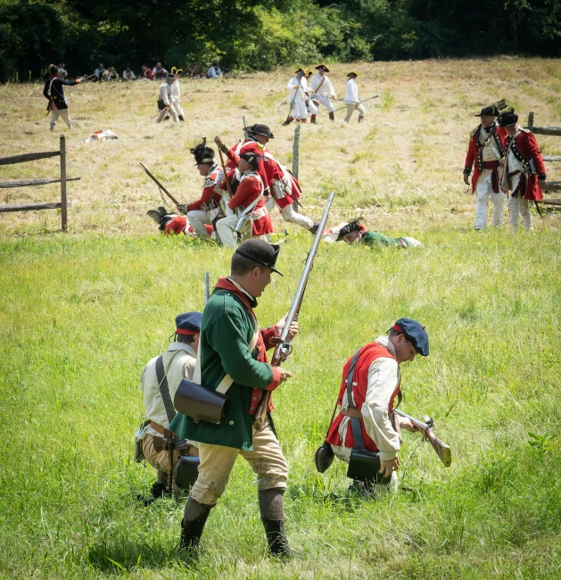 an image of a battle being fought with men