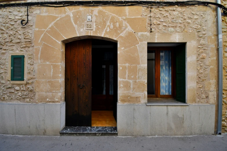 a doorway is shown to the outside of a building