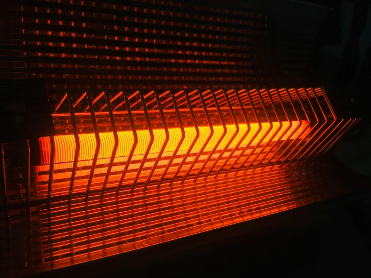 a heater is glowing orange with no light