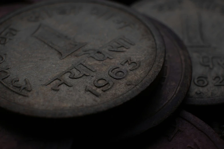 there is a close up s of some old coins