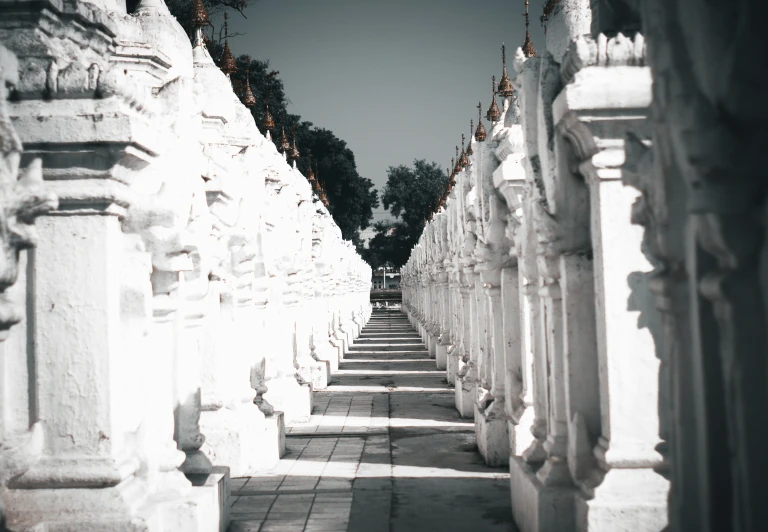 the path is surrounded by concrete steps