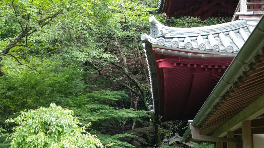 oriental architecture at the bottom of a garden