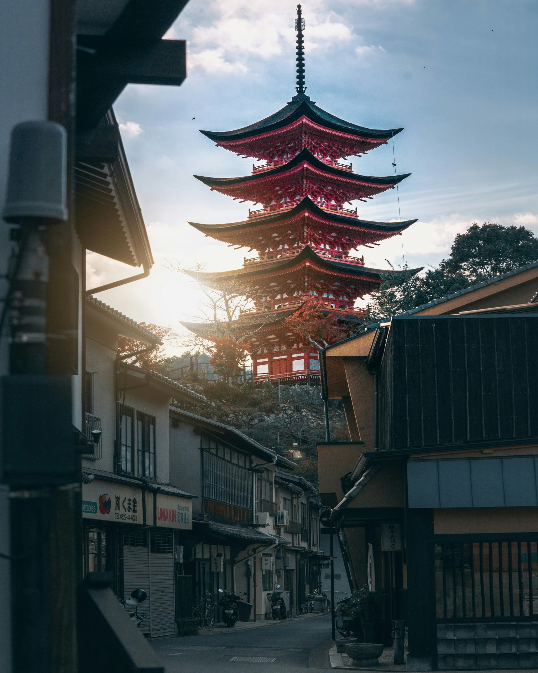 the pagoda towers in the distance are tall