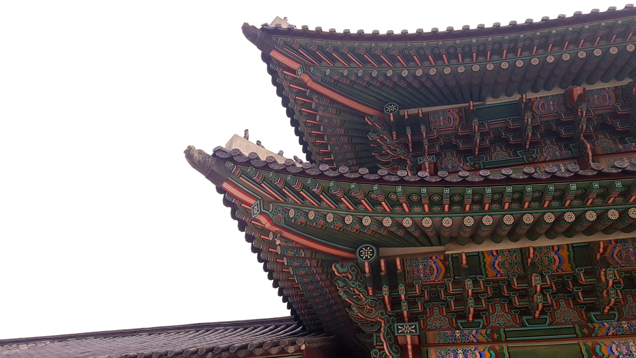 the chinese building has many decorative decorations on it