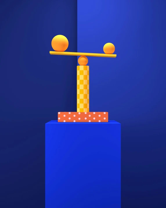 a pair of oranges are balanced on a balance beam