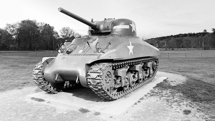 a large tank with an american flag on it