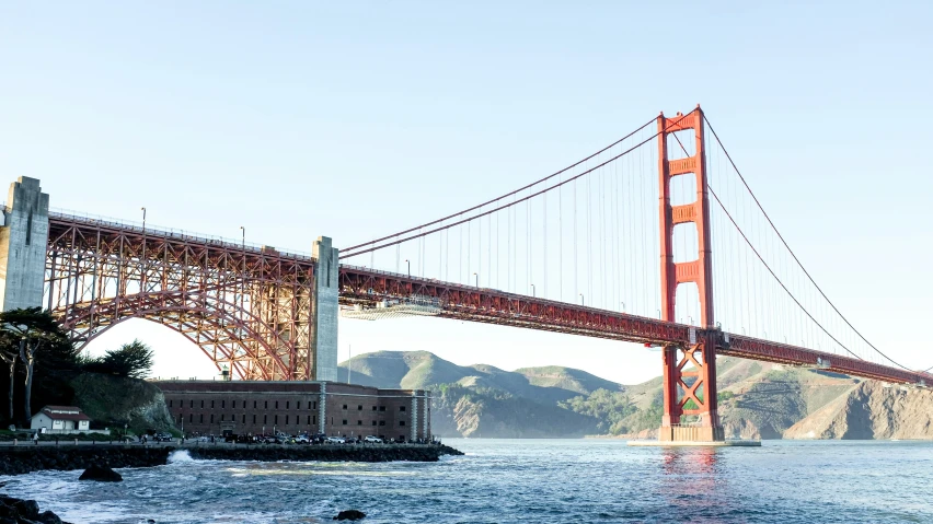 the golden gate bridge spans over a large body of water