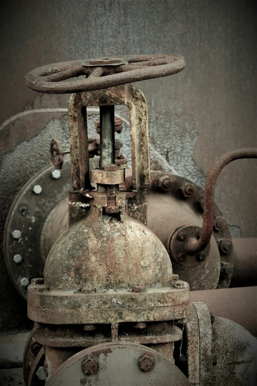 an old rusty pipe with rusty and white paint