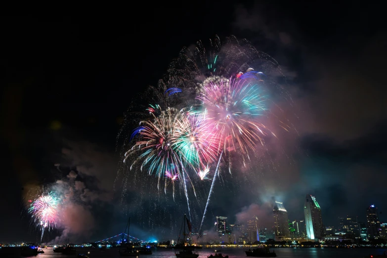 the large fireworks are being used for a festival