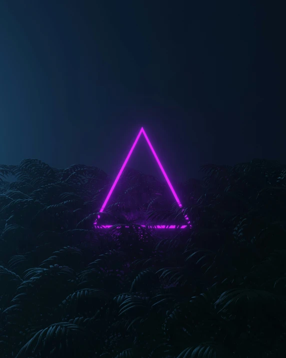 the triangle shape is very large and blue with neon lights