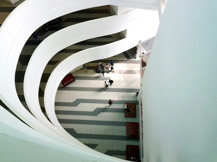 looking up at spirally design in a building