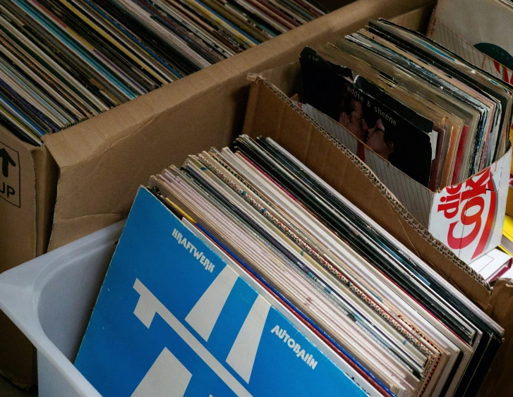 a collection of records and other records in a box