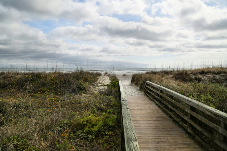 a boardwalk leading to the beach on the coast