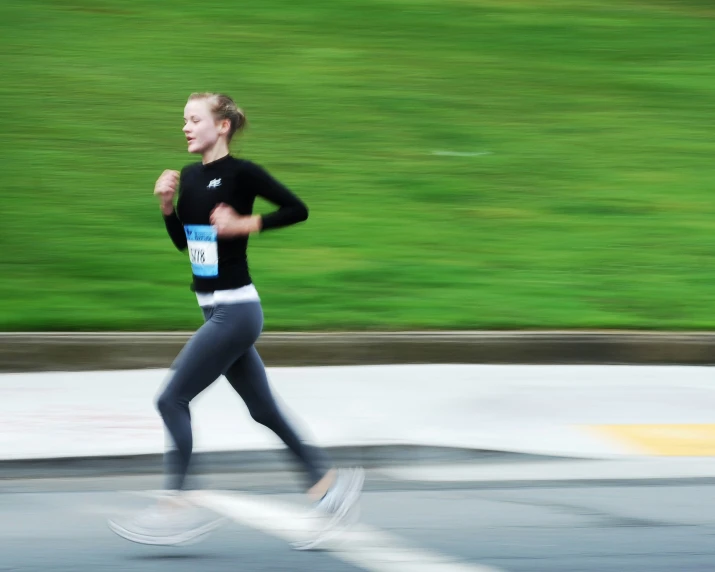 a  is running on a road