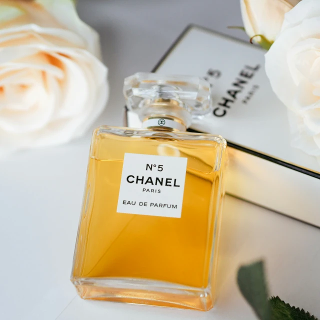 a bottle of chanel no 5 on a table