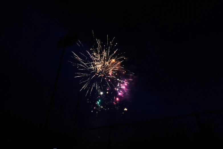 a large fireworks is in the dark sky