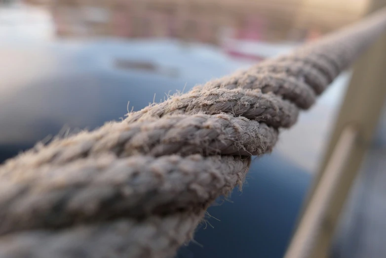 a rope with knots is seen through the water