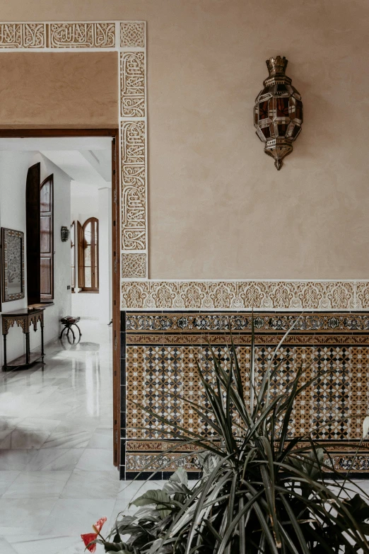 view of an ornately decorated entry hall with potted plant