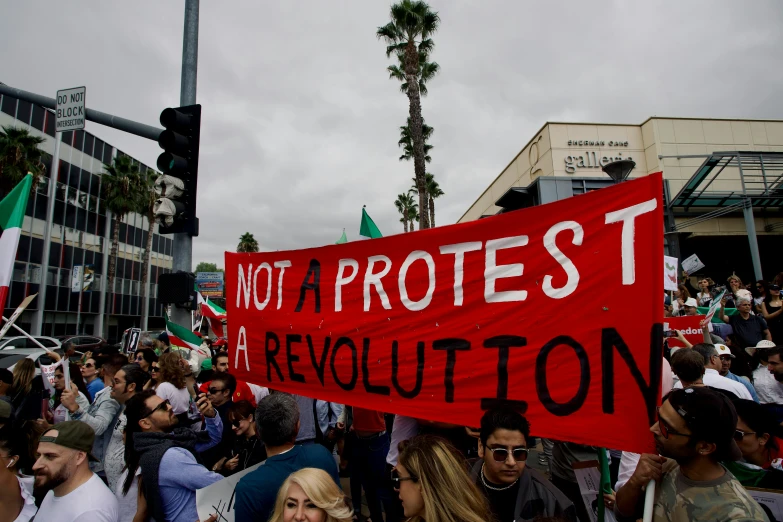 people are protesting outside in a protest