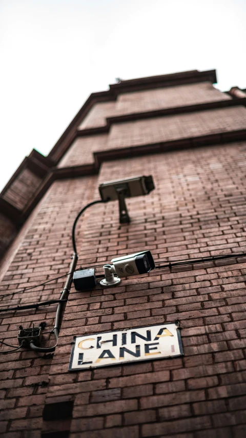 a wall is shown with two cameras and a sign for finn lane