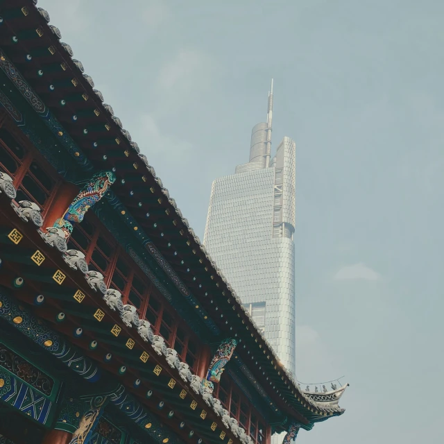 a picture of an oriental building in the background