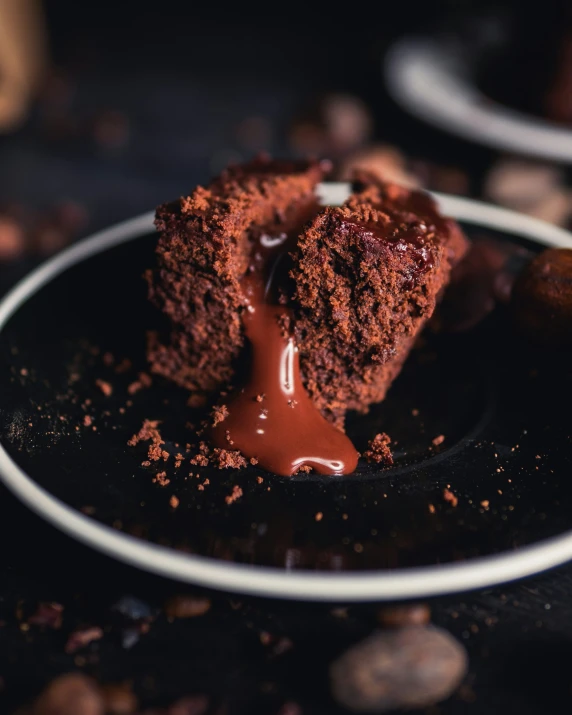 a piece of chocolate cake is on a plate