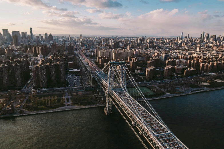 a bridge spanning the width of a large city