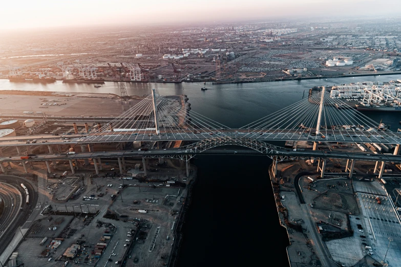 an aerial s of the top of a bridge