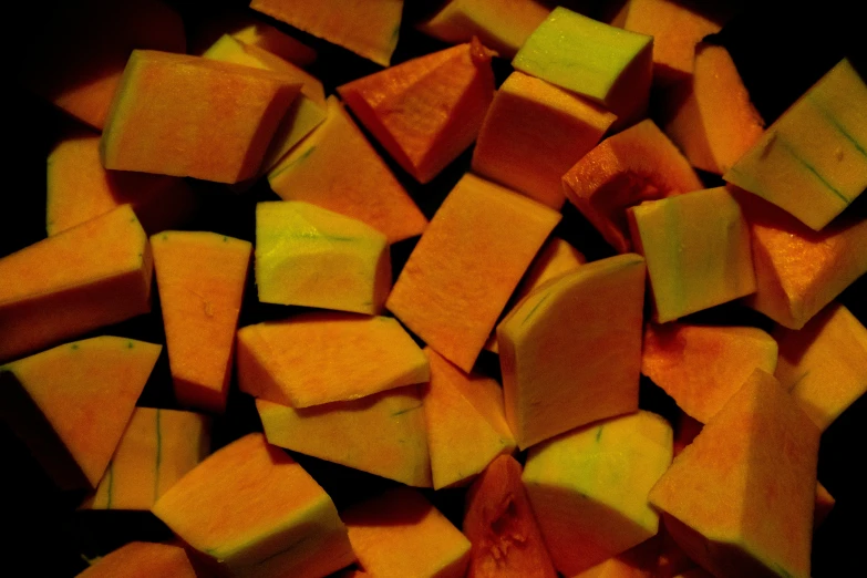 small blocks of orange colored gummy candy