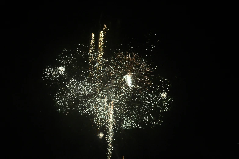 a very pretty fireworks display in the dark