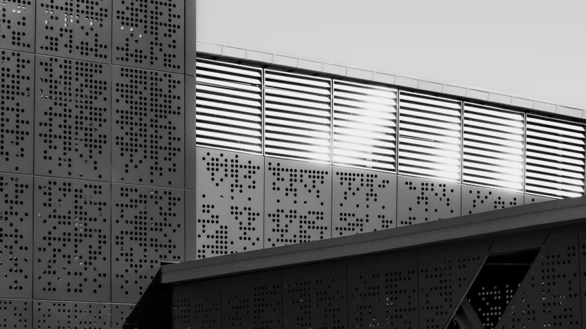 black and white pograph of building's design with modern architecture