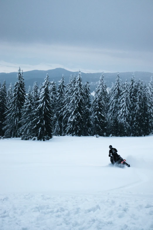 man riding down the slopes on a sled