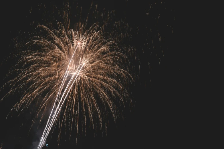 an up close po of fireworks exploding in the night sky