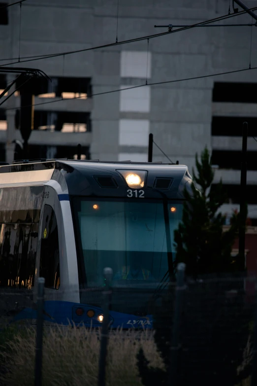 this is an image of a modern looking train passing by