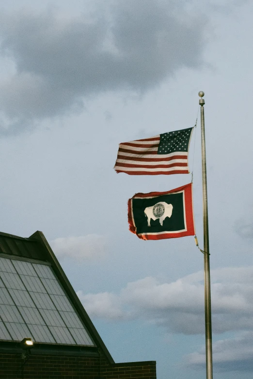 two american flags are on display next to each other