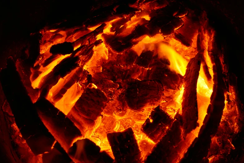red  coal or iron is being lit