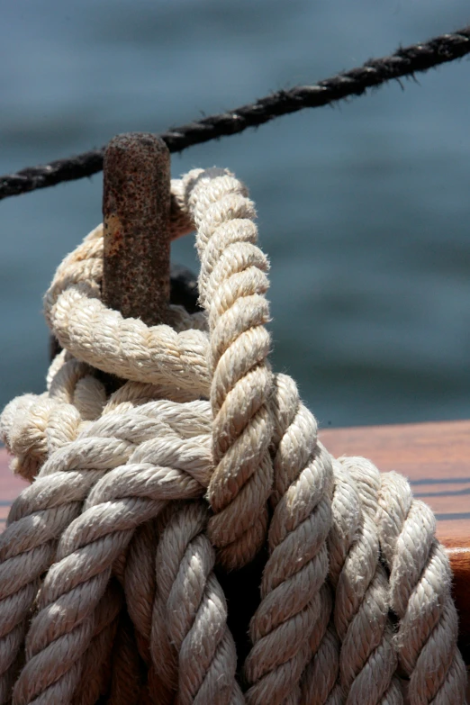 some kind of white rope that is on a boat