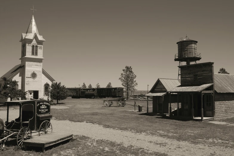 a rural town with two water towers